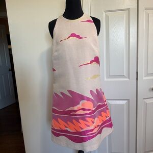 Hutch for Anthropologie Mid Length Open Back Dress Cream Pink Size Small